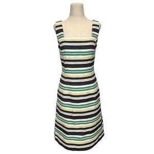 Brooks Brothers Striped Midi Dress in Black, Green, Cream, Yellow
